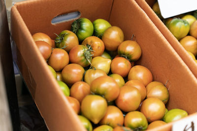 High angle view of food in basket