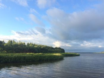 Scenic view of sea against cloudy sky