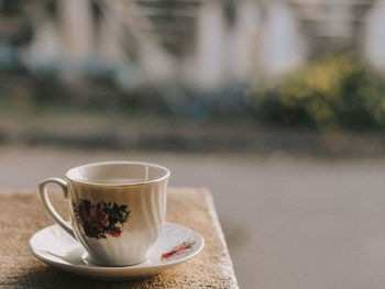 Close-up of coffee served on table