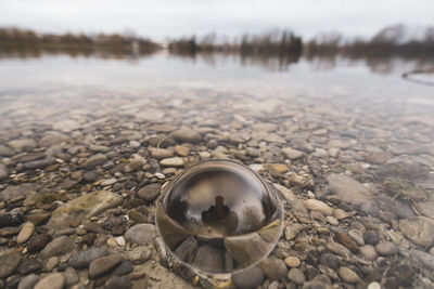 Close-up of crystal ball in water