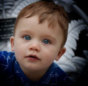 Close-up portrait of cute baby boy