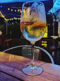 Close-up of wine glass on table in restaurant