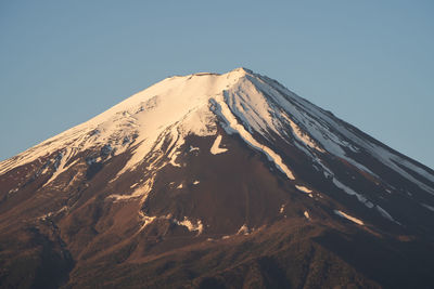 Scenic view of snowcapped mountain against clear sky