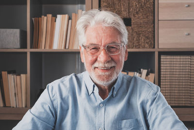 Portrait of smiling man wearing mask