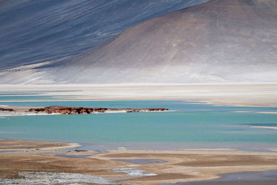 Salar de talar, part of a series of high plateau salt lakes at the altitude of 3,950 m., chile