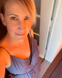 Portrait of woman at home