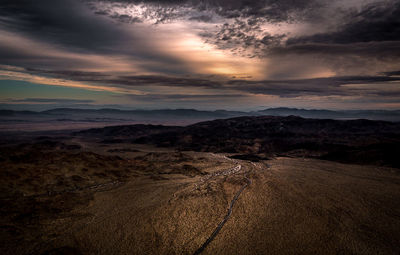 Scenic view of landscape against sky during sunset