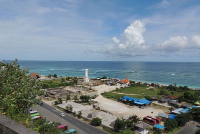 High angle view of beach against sky