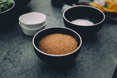 High angle view of food on table