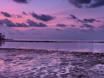 Scenic view of sea against sky at sunset