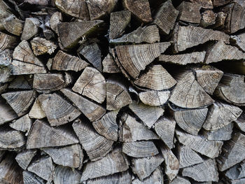 Full frame shot of logs in forest