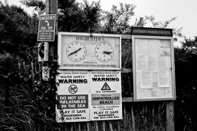 Close-up of sign board