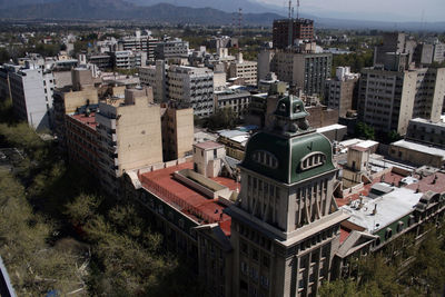 High angle view of buildings in city