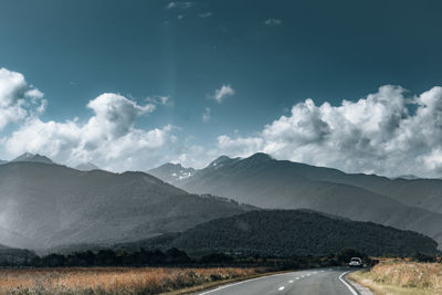 Road towards mountain range