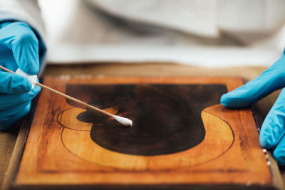 Cleaning and conservation religious painting