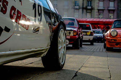 Cars parked on road