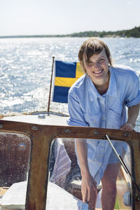 Woman on boat, sweden