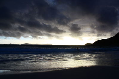 Scenic view of sea at sunset