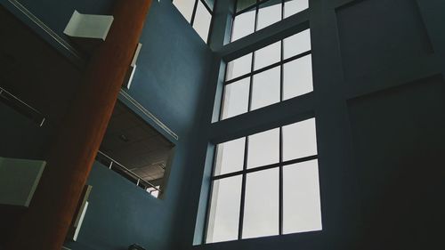 Low angle view of skylight in building