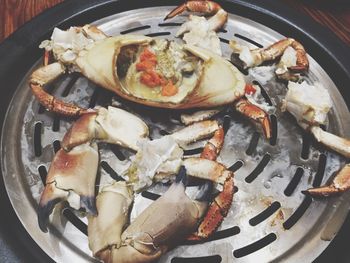 High angle view of seafood in plate