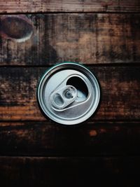 High angle view of drink on table