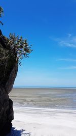 Scenic view of sea against blue sky