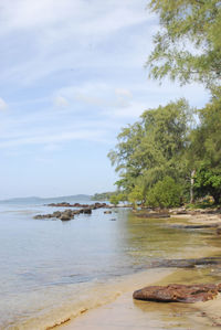 View of calm beach against sky