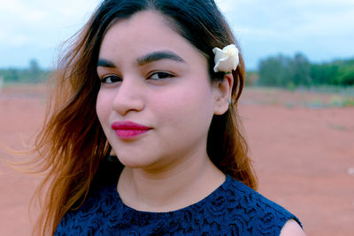 Close-up portrait of a beautiful young woman