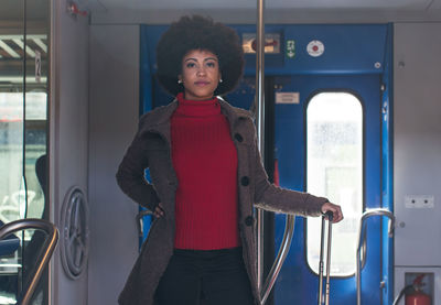 Elegant woman going for business trip on train