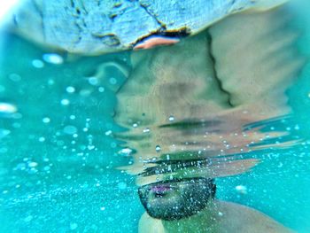 Close-up of water against blue sky