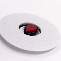 High angle view of strawberry in plate against white background