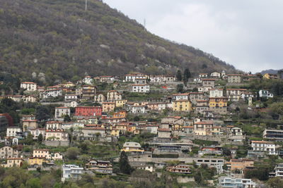 High angle view of townscape against sky