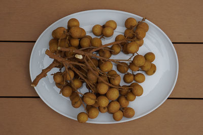 High angle view of breakfast on table