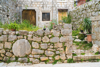 Stone wall of building