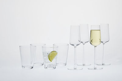 View of wine glass against white background