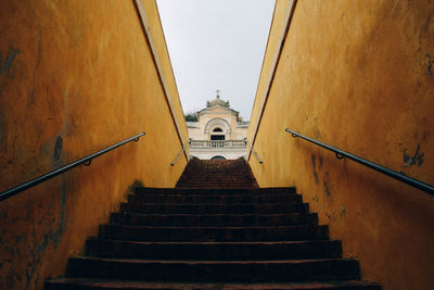 Low angle view of staircase leading to church