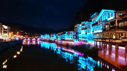 Illuminated city at night