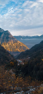 High angle view of landscape against sky