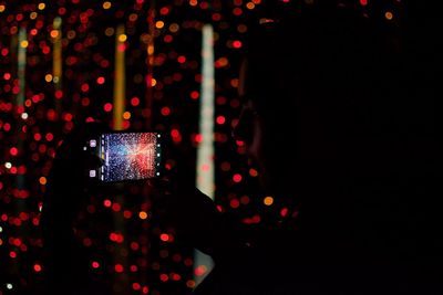Close-up of illuminated lighting equipment