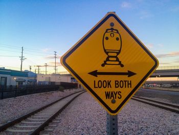 Railroad tracks at sunset