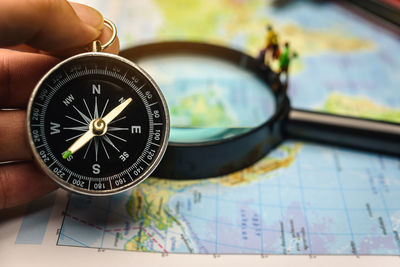 Close-up of hand holding clock