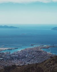 High angle view of sea against sky