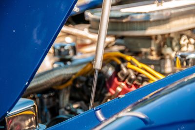 High angle view of car engine