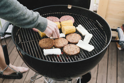 High angle view of person preparing food in kitchen