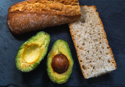 High angle view of breakfast on table