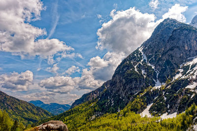 Panoramic mountain view in tyrolean alps, beautiful alpine peak
