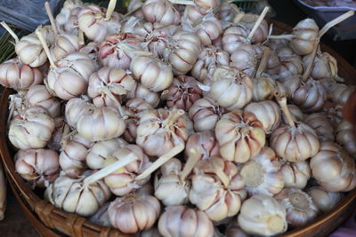 High angle view of vegetables for sale in market