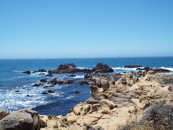 Scenic view of sea against clear sky