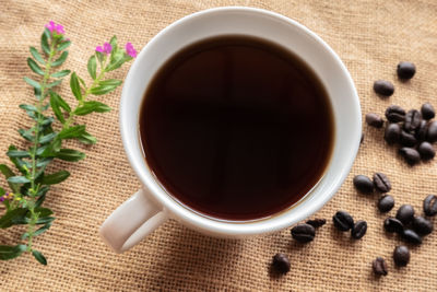 Directly above shot of coffee on table