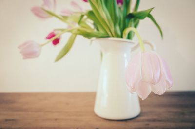 Close-up of pink flowers in vase